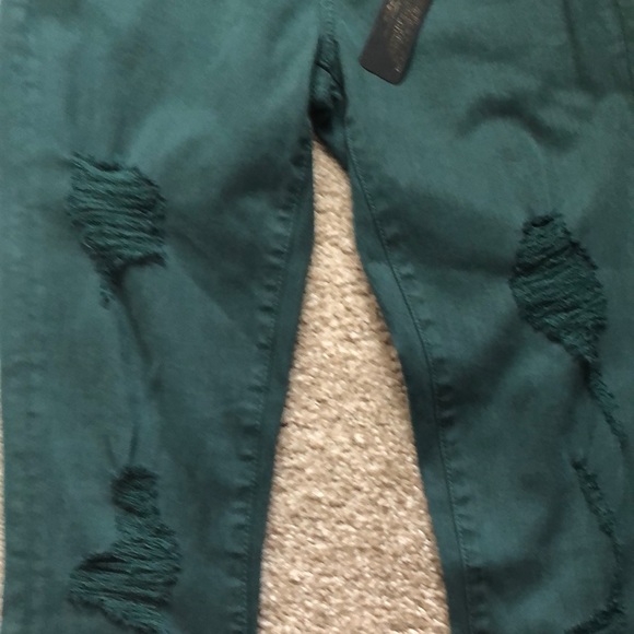 BeBe forest green distressed jeans size 27 - Picture 3 of 4